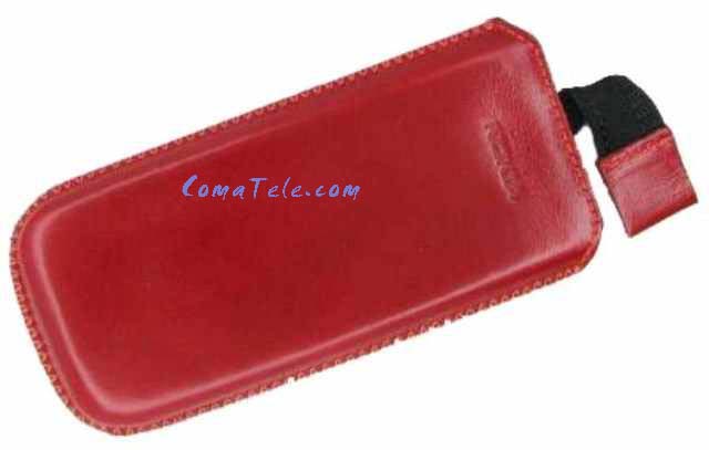 Чехол карман для Nokia 6500C red кожа натур. с тесьмой